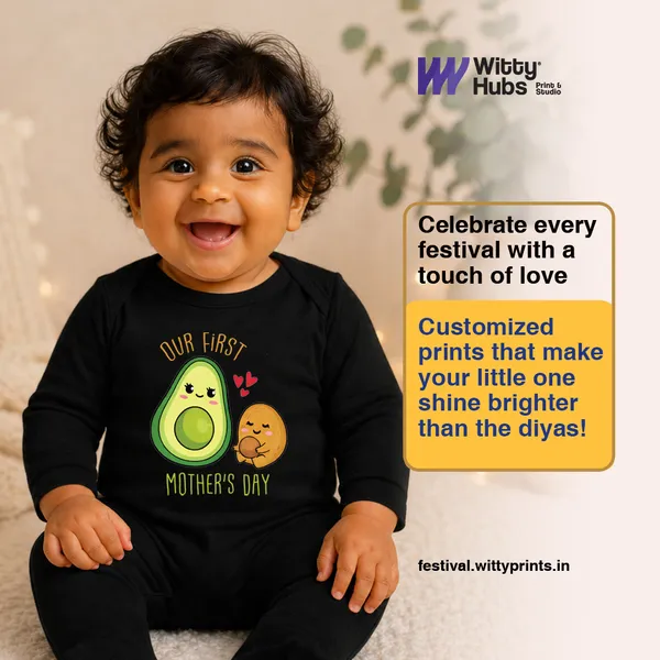 Black_Cotton_Our_First_Mother'S_Day_Romper_For_Baby