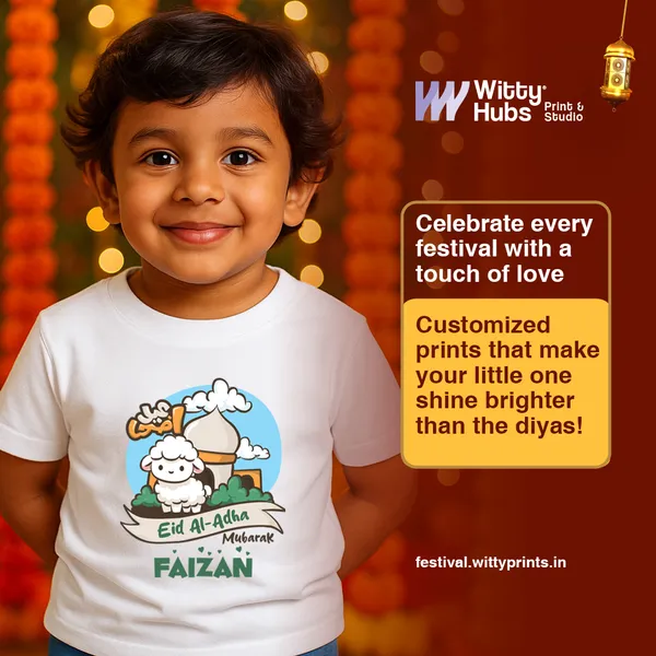 White_Cotton_Eid_Al_Adha_Mubarak_Custom_Name_T-Shirt_For_Kids