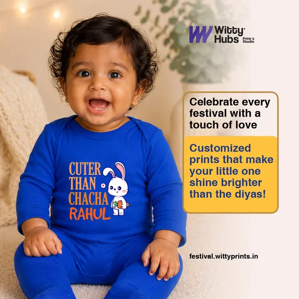 Blue_Cotton_Cuter_Than_Chacha_Rahul_Customized_Romper_For_Babies
