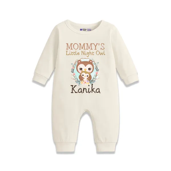 Cream_Cotton_Personalized_Night_Owl_Print_Romper_For_Baby