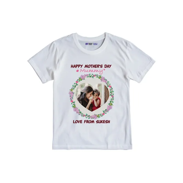 White_Personalized_Mother'S_Day_Photo_Print_T-Shirt_For_Kids
