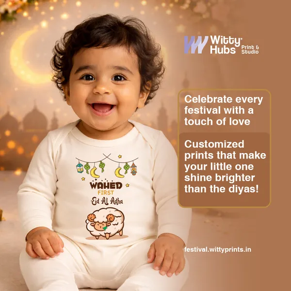 White_Cotton_Wahed_First_Eid_Al_Adha_Romper_For_Baby