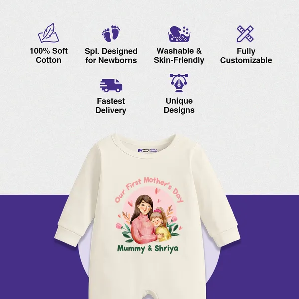 Cream_Personalized_Mother'S_Day_Romper_For_Baby