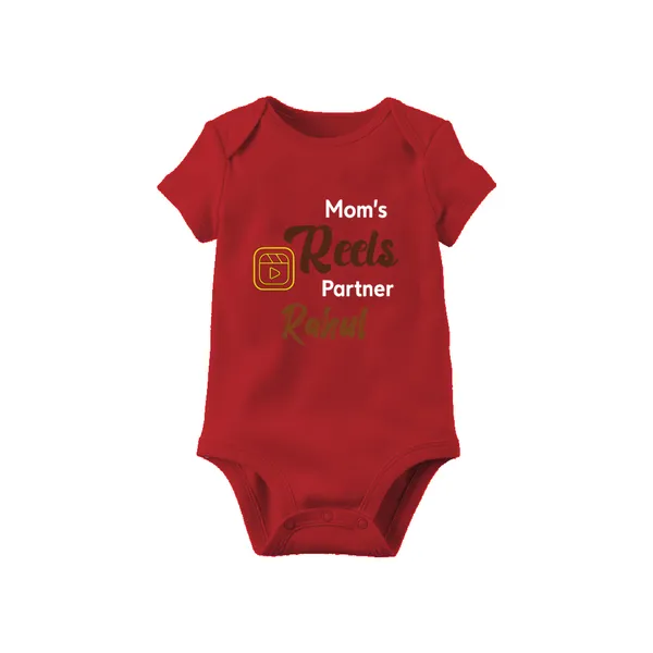 Red_Cotton_Mom'S_Reels_Partner_Printed_Bodysuit_For_Babies