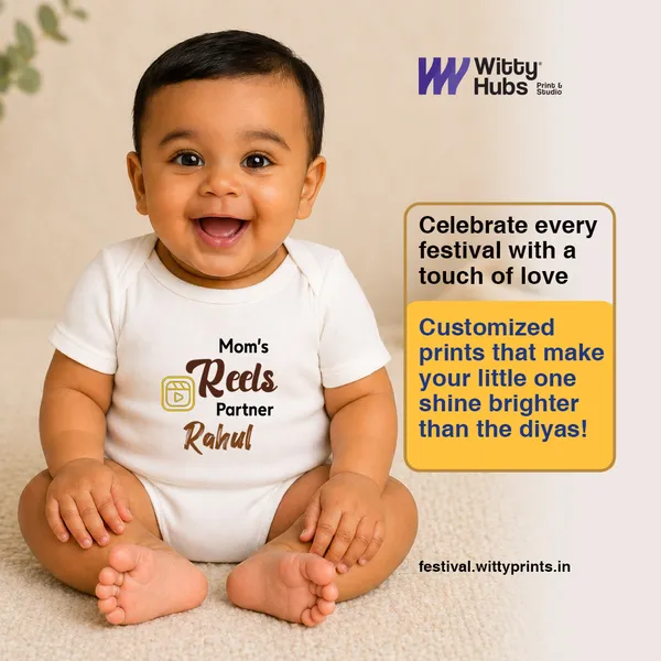 Mom'S_Reels_Partner_Customized_White_Baby_Romper
