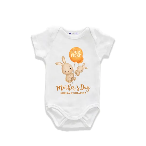 White_Cotton_Our_First_Mother'S_Day_Baby_Bodysuit