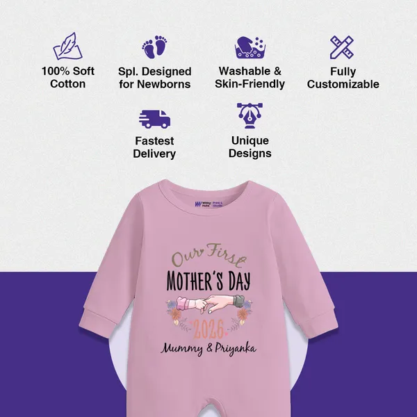 Pink_Cotton_Mother'S_Day_Romper_For_Babies
