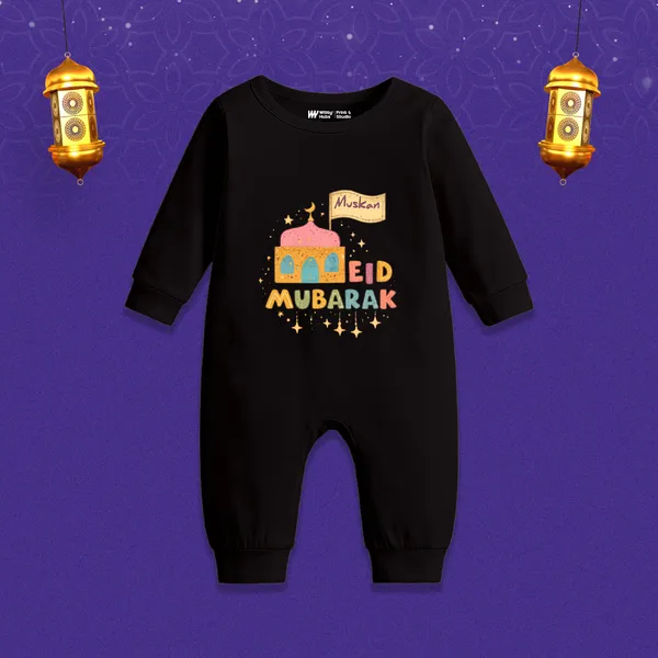Black_Cotton_Eid_Mubarak_Personalized_Long_Sleeve_Romper_For_Baby