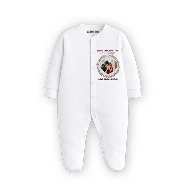 White_Cotton_Customizable_Romper_For_Baby'S_1_Month_Milestone