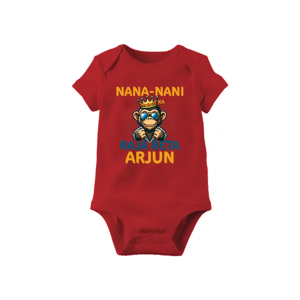 Red_Cotton_Personalized_Baby_Bodysuit_With_Nana_Nani_Ka_Rajkumar_Print