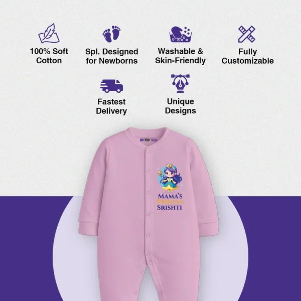 Pink_Customized_Baby_Romper_With_Mama'S_Srishti_Print