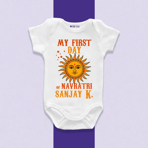White_Cotton_Personalized_First_Navratri_Onesie_For_Baby