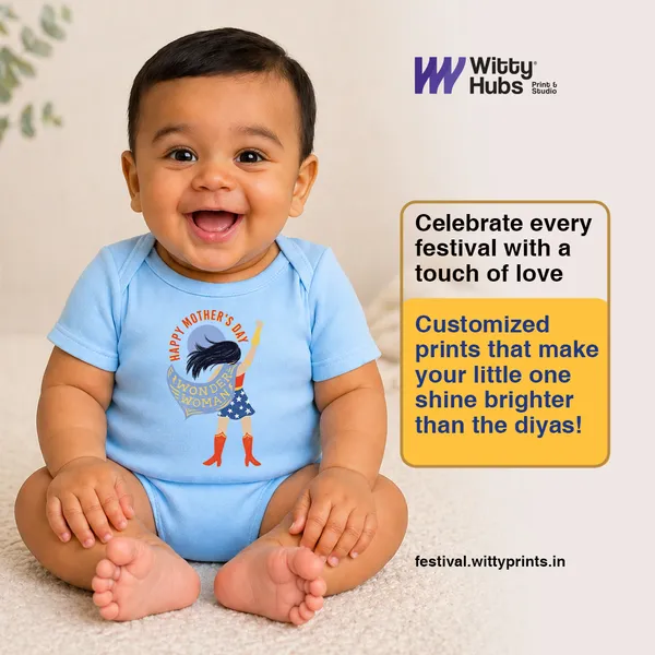 Blue_Happy_Mother'S_Day_Wonder_Woman_Print_Romper_For_Baby