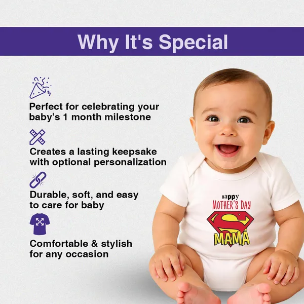 White_Cotton_Happy_Mother'S_Day_Mama_Romper_For_Baby