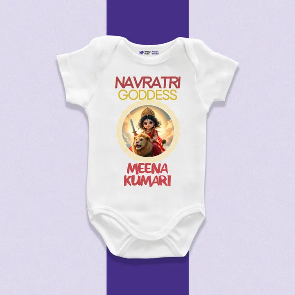 White_Cotton_Personalized_Navratri_Goddess_Baby_Onesie