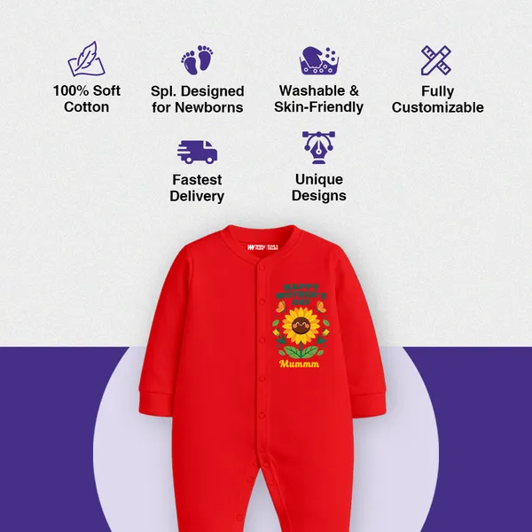 Red_Sunflower_Print_Romper_For_Babies