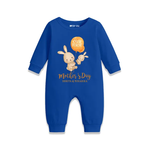 Blue_Cotton_Romper_For_Baby_With_Mother'S_Day_Print