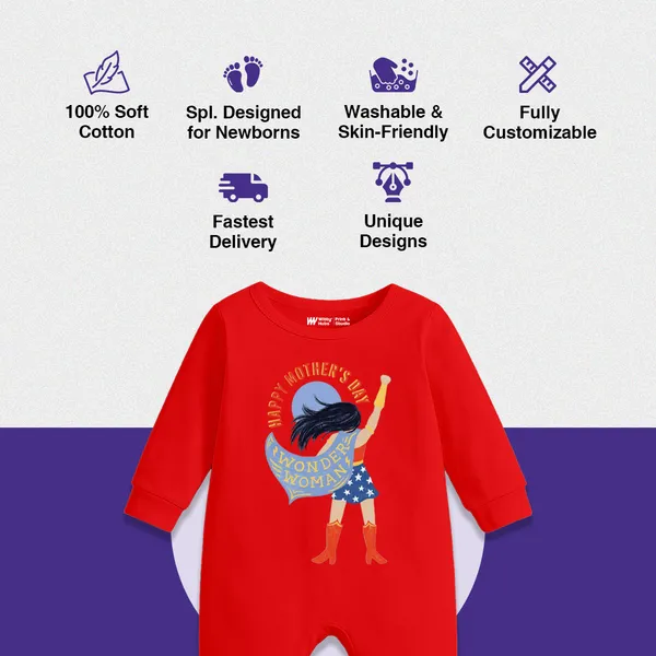 Red_Cotton_Wonder_Woman_Romper_For_Babies