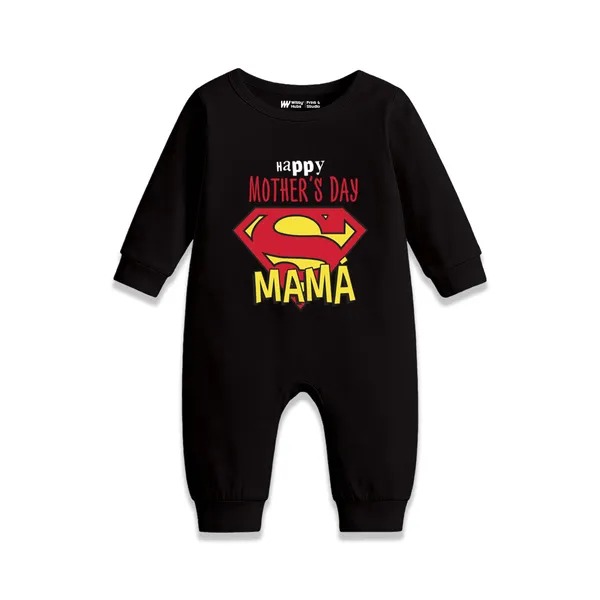 Black_Cotton_Happy_Mother'S_Day_Super_Mama_Romper_For_Baby