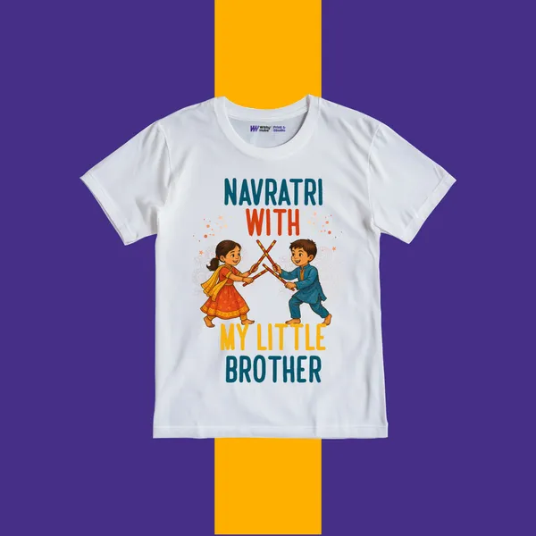 Navratri_With_Little_Brother_White_Cotton_T-Shirt_For_Kids