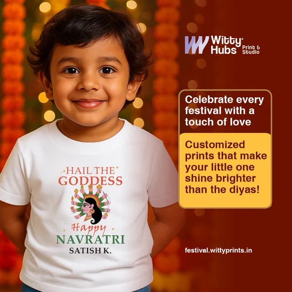 White_Cotton_Navratri_Goddess_Print_T-Shirt_For_Baby