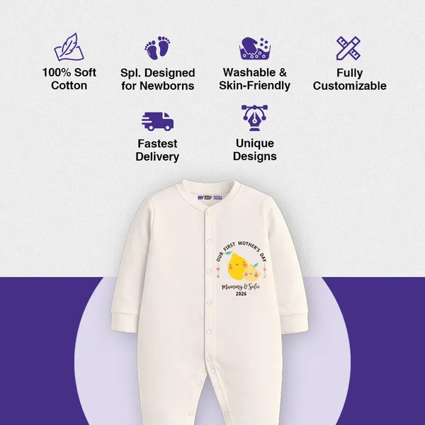 White_Cotton_First_Mother'S_Day_Romper_For_Newborn
