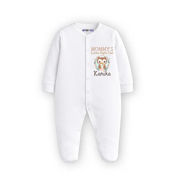 White_Cotton_Mommy'S_Little_Night_Owl_Romper_For_Baby