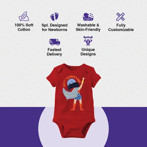 Red_Cotton_Short_Sleeve_Happy_Mother'S_Day_Bodysuit_For_Baby