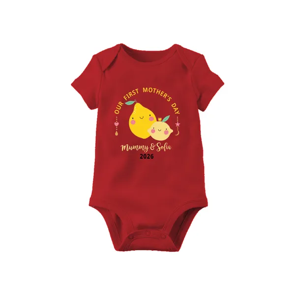 Red_Cotton_Our_First_Mother'S_Day_Romper_For_Baby