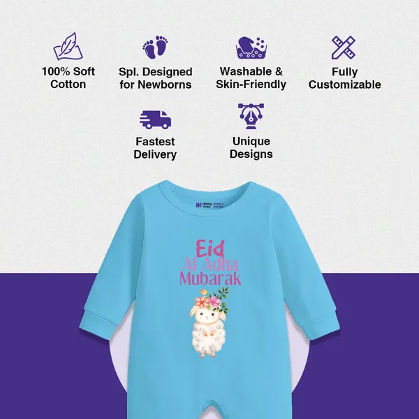 Blue_Cotton_Eid_Adha_Mubarak_Printed_Romper_For_Newborns