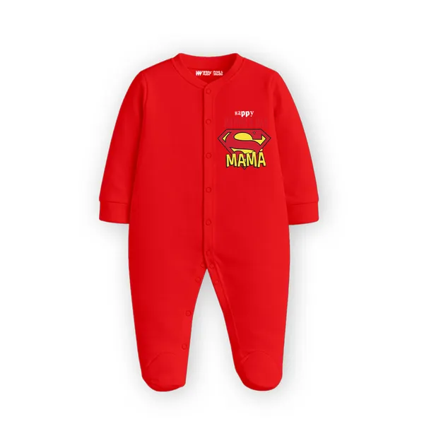 Red_Cotton_Super_Mama_Print_Full_Sleeve_Romper_For_Baby