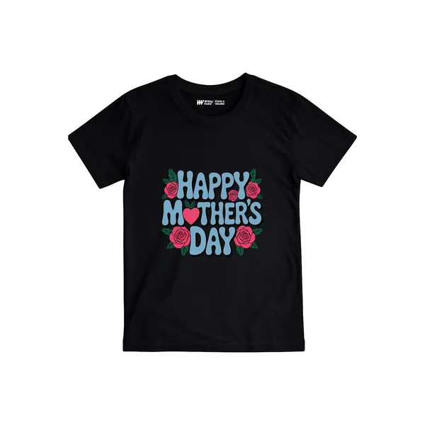 Black_Cotton_Happy_Mothers_Day_Floral_Print_T-Shirt_For_Babies