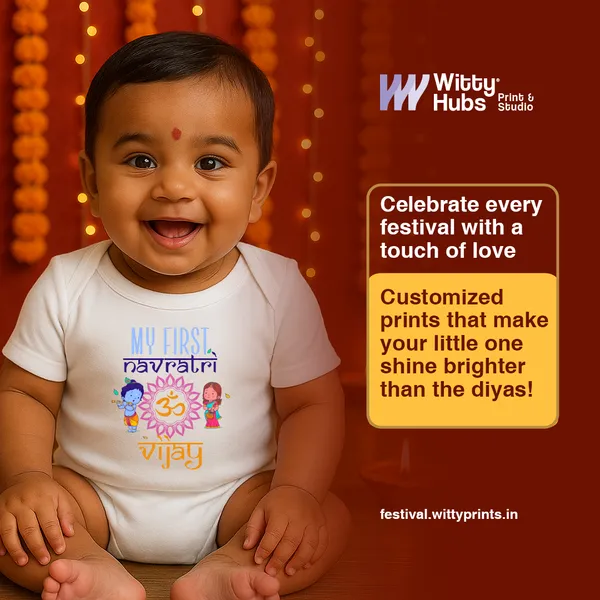 My_First_Navratri_Personalized_White_Baby_Onesie