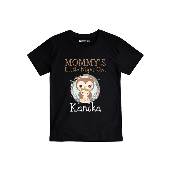 Black_Cotton_Mommy'S_Little_Night_Owl_Printed_T-Shirt_For_Kids