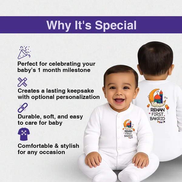 White_Cotton_Customized_Print_Romper_For_Baby'S_First_Bakrid