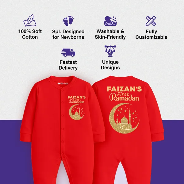 Red_Ramadan_Personalized_Baby_Romper_With_Golden_Moon_Motif