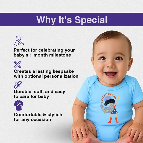 Blue_Happy_Mother'S_Day_Wonder_Woman_Print_Romper_For_Baby