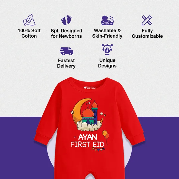 Red_Cotton_First_Eid_Printed_Romper_For_Baby