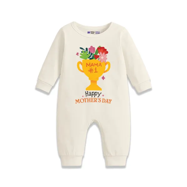 Cream_Cotton_Happy_Mother'S_Day_Trophy_Print_Romper_For_Baby
