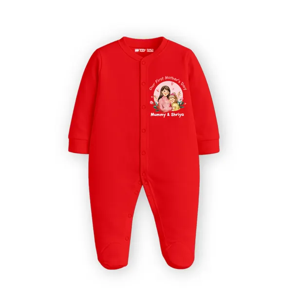 Red_Cotton_Personalized_Mother'S_Day_Romper_For_Newborns