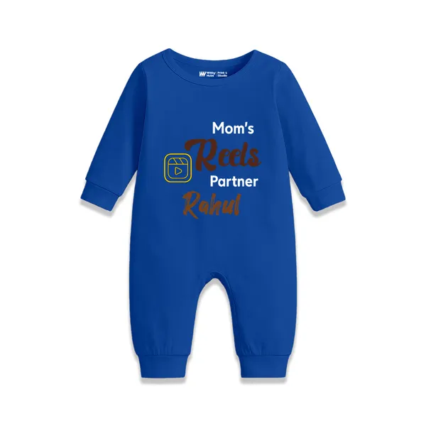 Blue_Cotton_Mom'S_Reels_Partner_Kaun_Printed_Romper_For_Baby