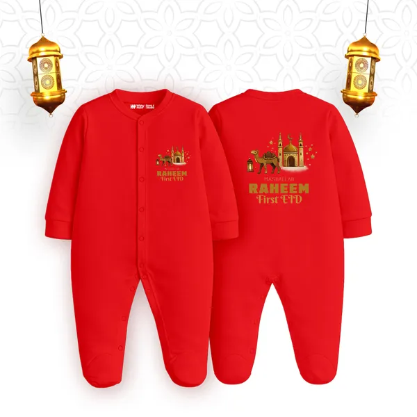 Red_Customized_First_Eid_Romper_For_Baby