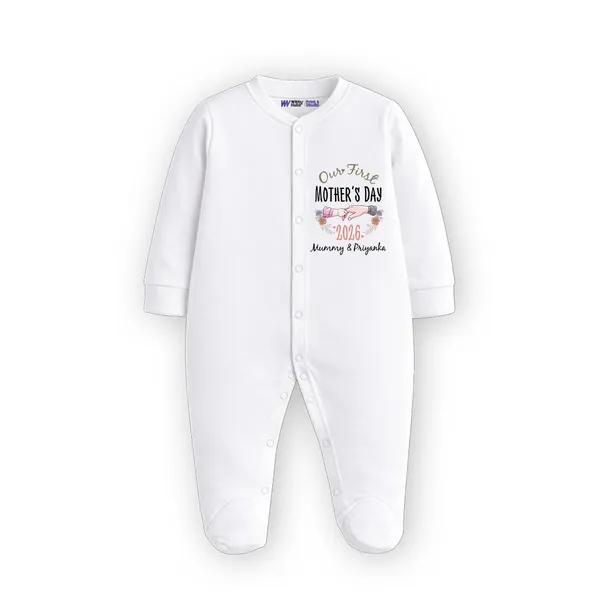 White_Cotton_First_Mother'S_Day_Personalized_Romper_For_Babies