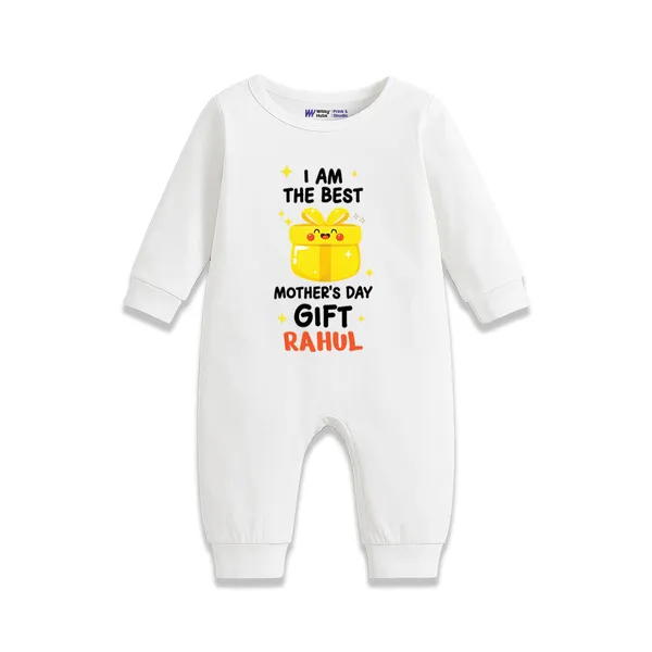 White_Cotton_Full_Sleeve_Romper_For_Baby_With_Mother'S_Day_Print