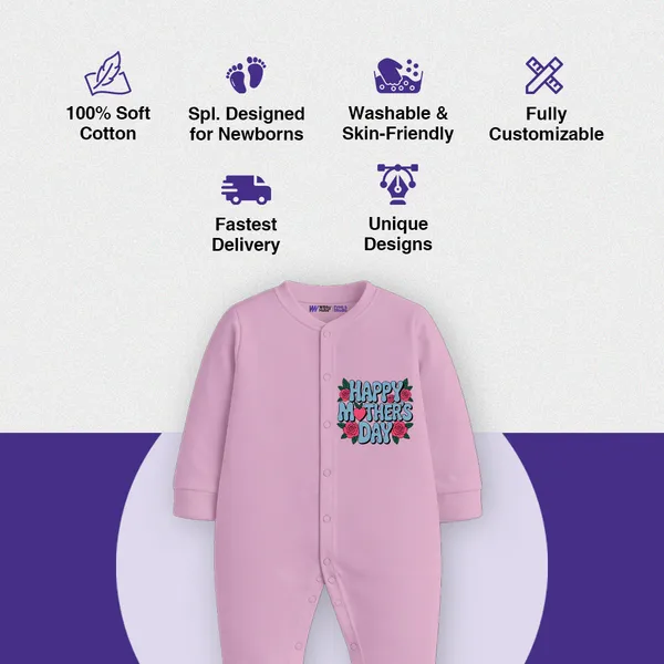 Pink_Cotton_Happy_Mother'S_Day_Romper_For_Babies