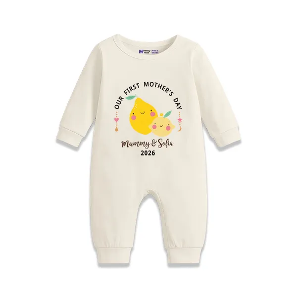 Cream_Cotton_Our_First_Mother'S_Day_Personalized_Romper_For_Baby