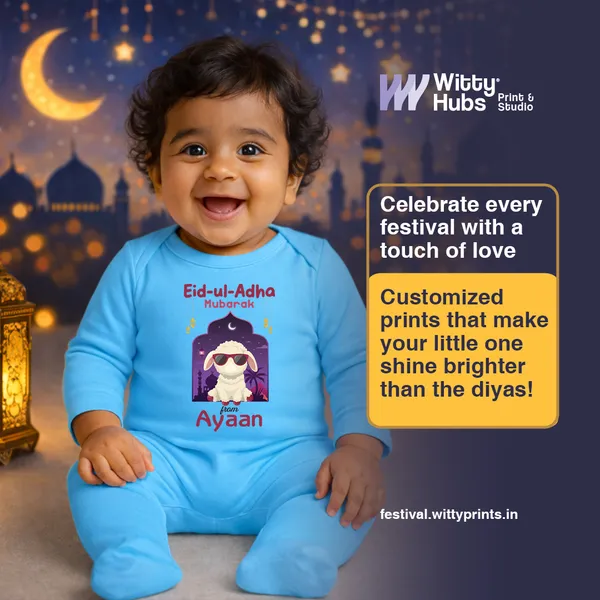Blue_Cotton_Eid-Ul-Adha_Customized_Romper_For_Baby