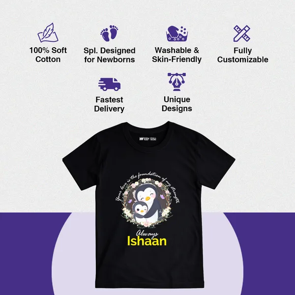 Black_Cotton_Customized_Penguin_Print_T-Shirt_For_Kids