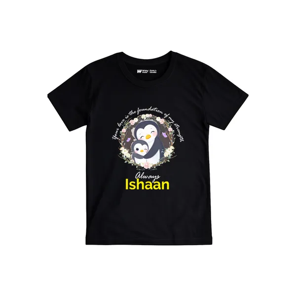 Black_Cotton_Customized_Penguin_Print_T-Shirt_For_Kids