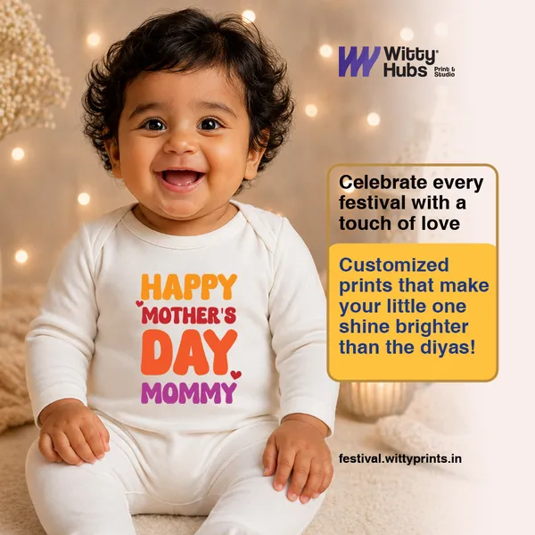 White_Cotton_Happy_Mother'S_Day_Romper_For_Newborns